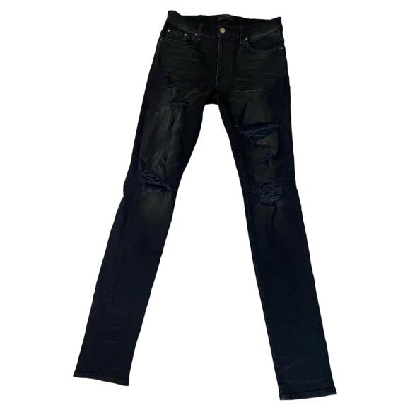 Amiri Black Denim Distressed Ripped Jeans Size 32 - Picture 2 of 8
